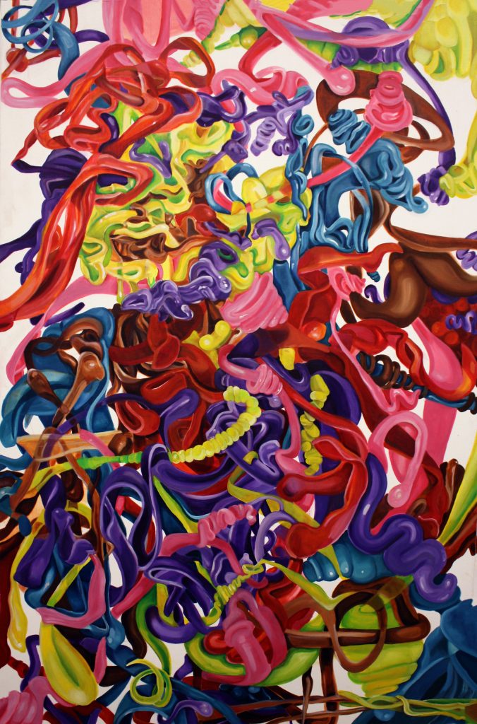 Tangled Language Lines, Oil on Canvas, 60in x 40in