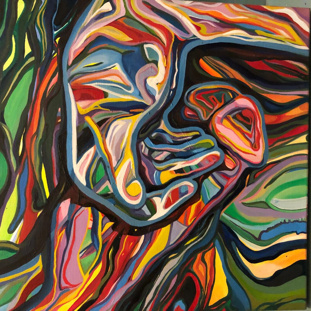 Hidden Figures: Hand, (2020) Oil on Canvas, 18in x 18in (sold)